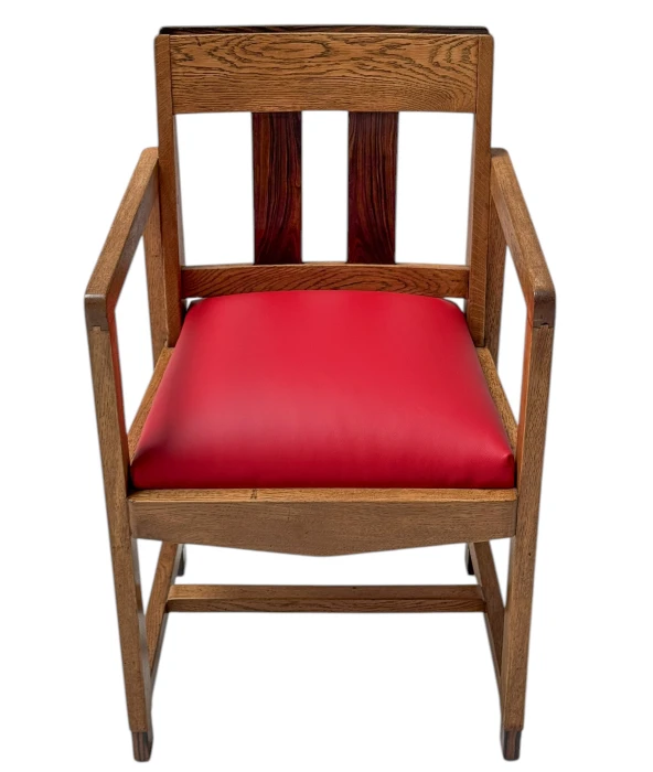 Art Deco Modernist Armchair with Red Leather Seat, 1920s